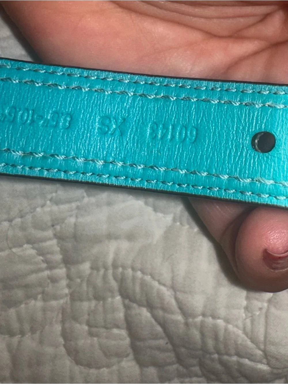 Coach XS Teal Leather Dog Collar with Silver Hardware